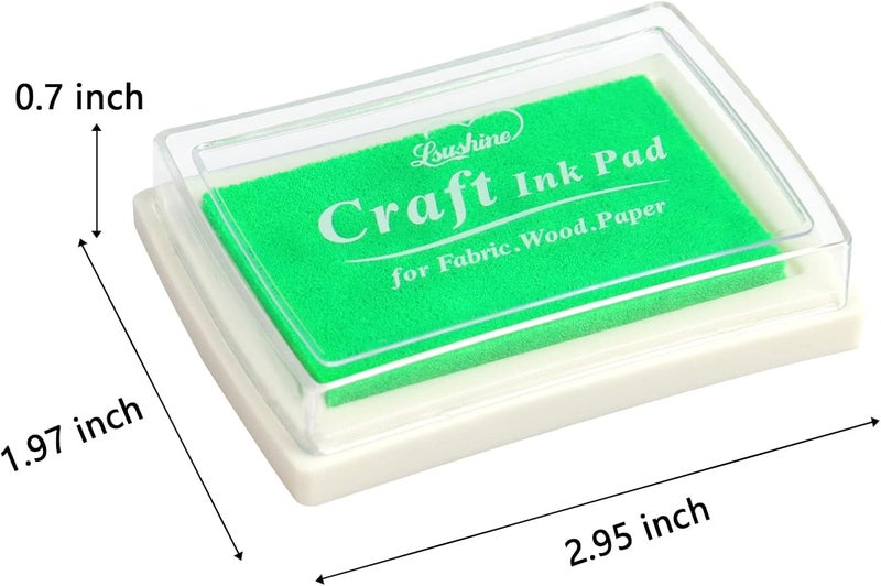 Lsushine Craft Ink Pad for Rubber Stamps, Paper, Wooden, Fabric, Scrapbooking, Non-Toxic Finger Ink Pads for Kids (Emerald Green) - Image 2